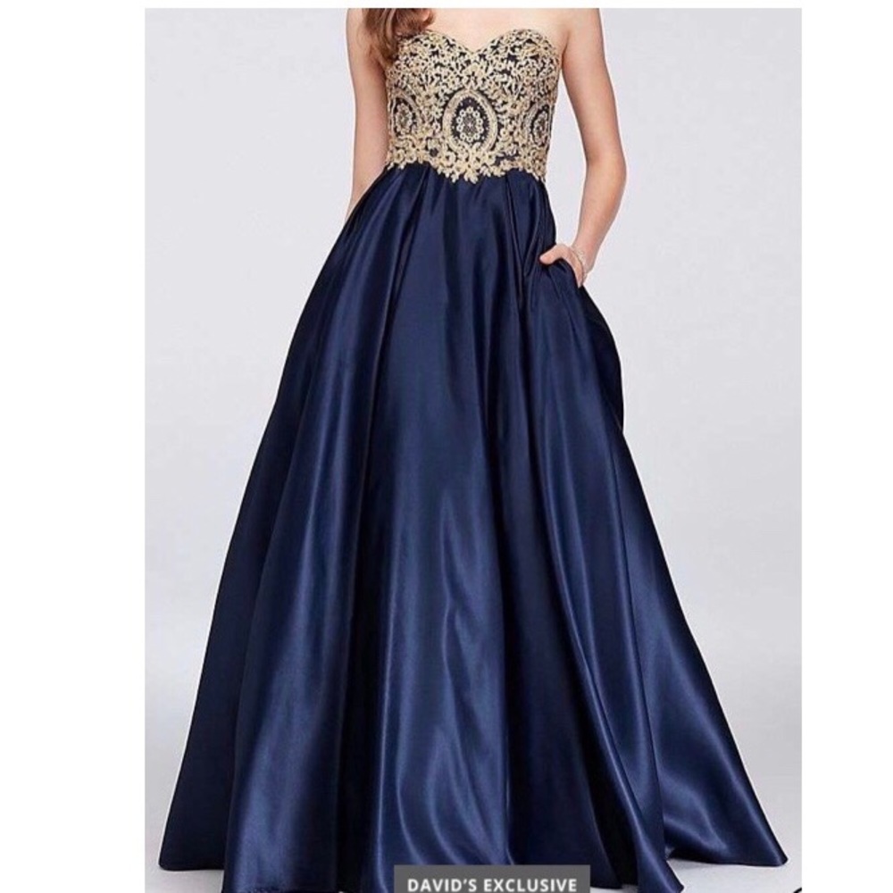 Blue and Gold Ball Gown With Pockets